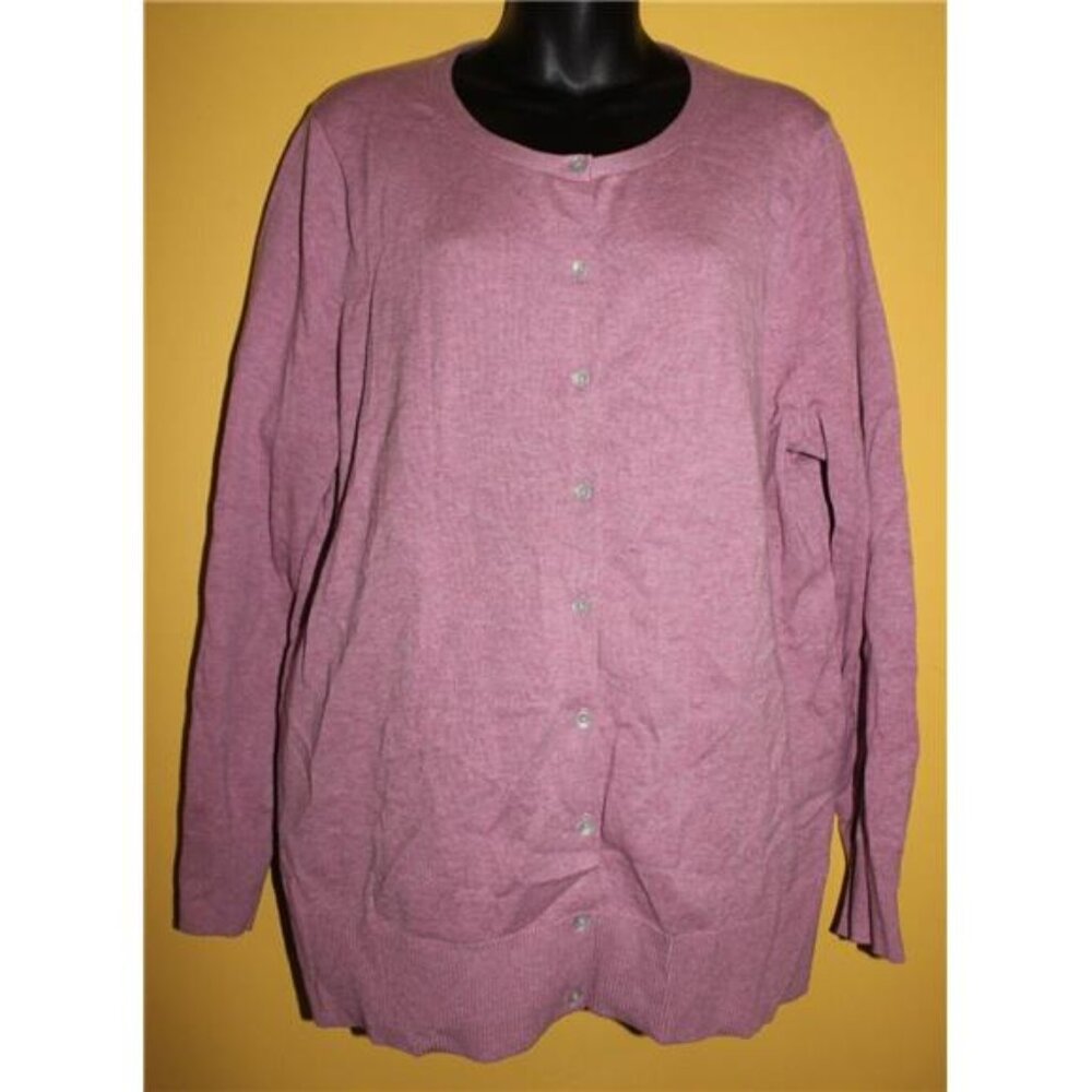Lands' End 1x Easter Purple Spring Sweater Cardigan 16w-18w Cotton Blend